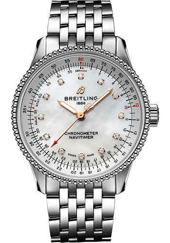Breitling Navitimer Automatic 35 Watch - Stainless Steel - Mother-Of-Pearl Dial - Metal Bracelet