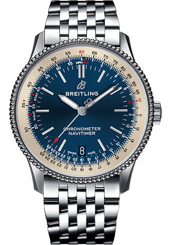 Breitling Navitimer 1 Automatic 38 Watch - Steel Case - Blue Dial - Steel Navitimer Bracelet