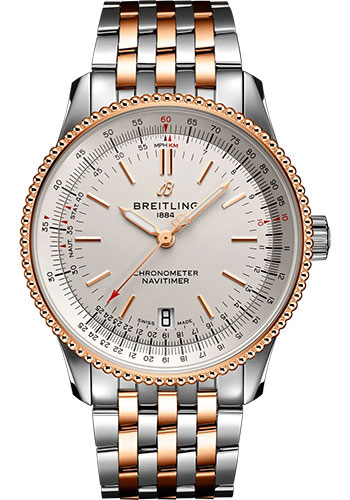 Breitling Breitling Navitimer Automatic 38 Watch - Steel & Red Gold - Silver Dial - Steel and Red Gold Bracelet
