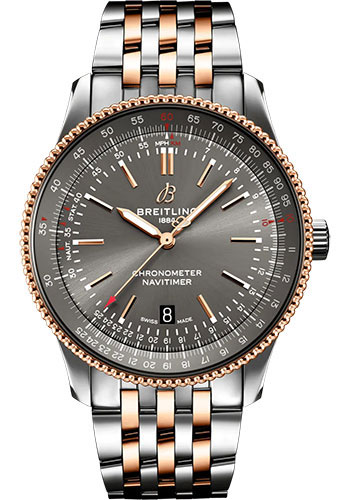 Breitling Navitimer Automatic 41 Watch - Steel and 18K Red Gold - Anthracite Dial - Metal Bracelet