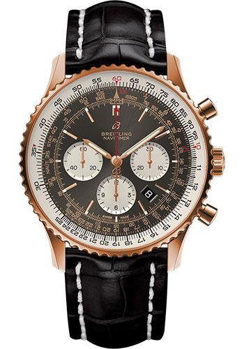 Breitling Navitimer 1 B01 Chronograph 46 Watch - Red Gold Case - Anthracite Dial - Black Croco Strap