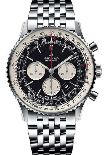 Breitling Navitimer 1 B01 Chronograph 46 Watch - Steel Case - Black Dial - Steel Navitimer Bracelet