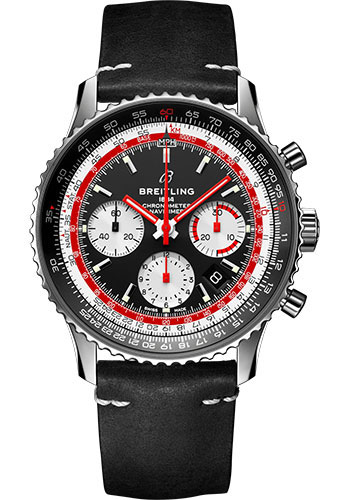 Breitling Navitimer B01 Chronograph 43 Swissair Watch - Steel - Black Dial - Black Nubuck Strap - Tang Buckle