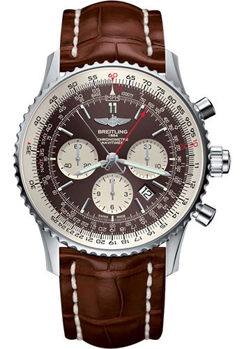 Breitling Navitimer B03 Chronograph Rattrapante 45 Watch - Steel - Panamerican Bronze Dial - Gold Croco Strap - Folding Buckle
