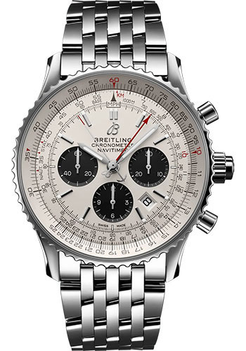 Breitling Navitimer B03 Chronograph Rattrapante 45 Watch - Stainless Steel - Silver Dial - Metal Bracelet