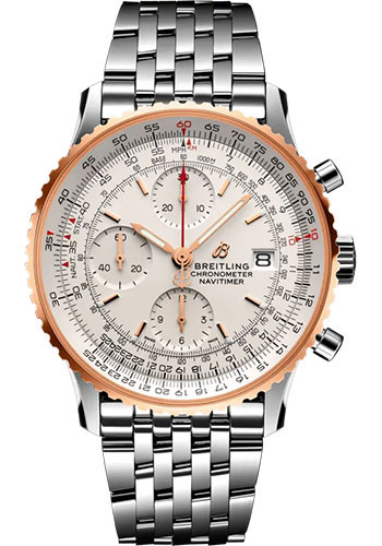Breitling Navitimer Chronograph 41 Watch - Steel and 18K Red Gold - Silver Dial - Metal Bracelet