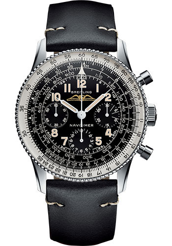 Breitling Navitimer Ref 806 1959 Re-Edition Watch - Steel - Black Dial - Black Leather Strap - Tang Buckle