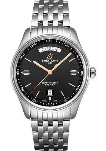 Breitling Premier Automatic Day & Date Watch - 40mm Steel Case - Black Dial - Steel Bracelet