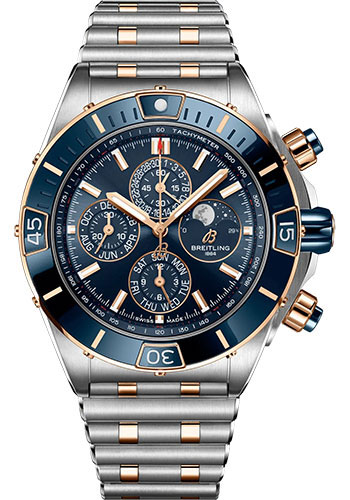 Breitling Super Chronomat 44 Four-Year Calendar Watch - Steel and 18K Red Gold - Blue Dial - Metal Bracelet