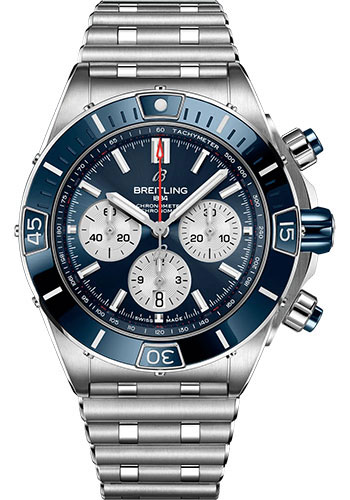 Breitling Super Chronomat B01 44 Watch - Stainless Steel - Blue Dial - Metal Bracelet