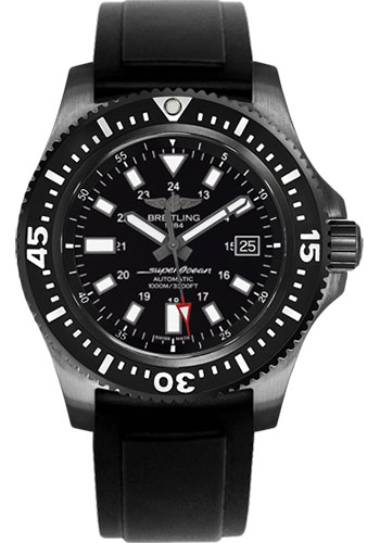 Breitling Superocean 44 Special Watch - Black Steel Case - Dial - Black Diver Pro II Strap