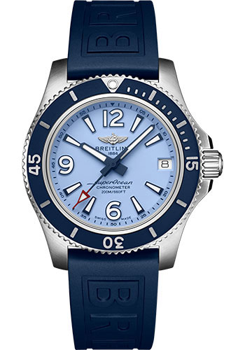 Breitling Superocean Automatic 36 Watch - Steel - Blue Dial - Blue Diver Pro III Strap - Tang Buckle