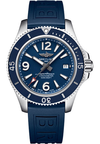 Breitling Superocean Automatic 42 Watch - Steel - Blue Dial - Blue Diver Pro III Strap - Folding Buckle