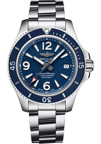 Breitling Superocean Automatic 42 Watch - Steel - Blue Dial - Steel And Satin Bracelet