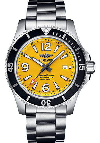Breitling Superocean Automatic 44 Watch - Stainless Steel - Yellow Dial - Metal Bracelet