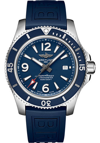 Breitling Superocean Automatic 44 Watch - Steel - Blue Dial - Blue Diver Pro III Strap - Tang Buckle