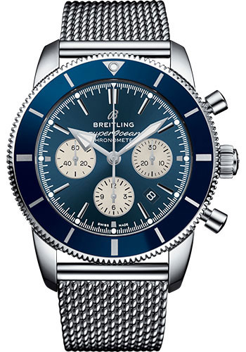 Breitling Superocean Héritage II B01 Chronograph 44 Watch - Steel Case - Blue Dial - Steel Aero Classic Bracelet