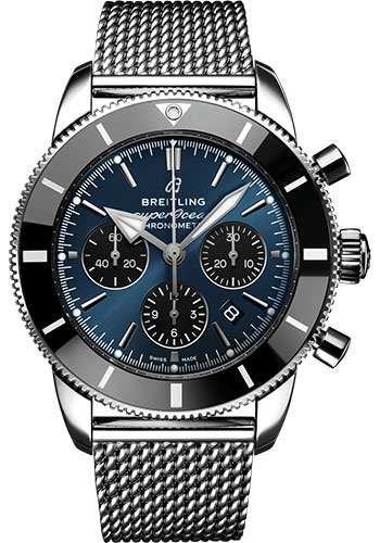 Breitling Superocean Heritage B01 Chronograph 44 Watch - Steel - Blackeye Blue Dial - Steel Bracelet