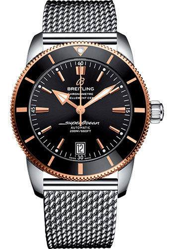 Breitling Superocean Héritage II B20 Automatic 42 Watch - Steel and Red Gold Case - Black Dial - Steel Ocean Classic Bracelet