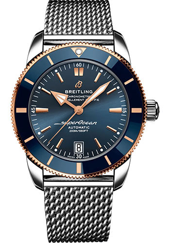 Breitling Superocean Heritage B20 Automatic 42 Watch - Steel and 18K Red Gold - Blue Dial - Metal Bracelet