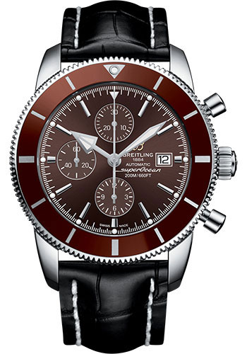 Breitling Superocean Héritage II Chronograph 46 Watch - Steel Case - Copperhead Bronze Dial - Black Croco Strap
