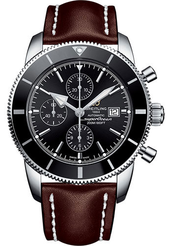 Breitling Superocean Héritage II Chronograph 46 Watch - Steel Case - Volcano Black Dial - Brown Leather Strap
