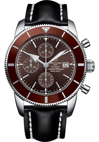 Breitling Superocean Héritage II Chronograph 46 Watch - Steel Case - Copperhead Bronze Dial - Black Leather Strap