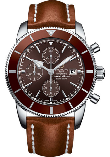 Breitling Superocean Héritage II Chronograph 46 Watch - Steel Case - Copperhead Bronze Dial - Gold Leather Strap