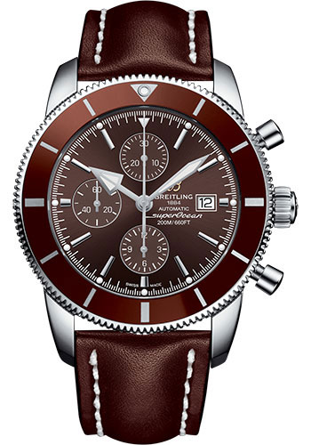 Breitling Superocean Héritage II Chronograph 46 Watch - Steel Case - Copperhead Bronze Dial - Brown Leather Strap