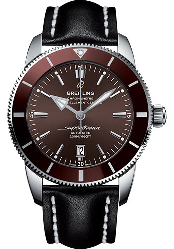 Breitling Superocean Héritage II 46 Watch - Steel Case - Copperhead Bronze Dial - Black Leather Strap