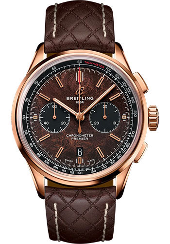 Breitling Premier B01 Chronograph 42 Bentley Centenary Limited Edition Watch - 18K Red Gold - Brown Dial - Brown Calfskin Leather Strap - Tang Buckle Limited Edition