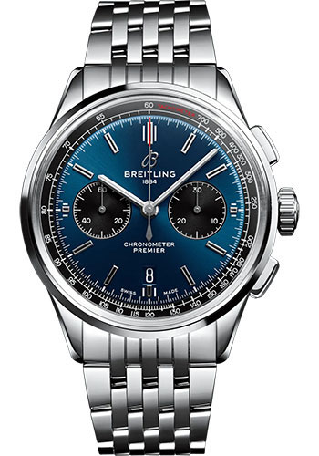 Breitling Premier B01 Chronograph 42 Watch - Stainless Steel - Blue Dial - Metal Bracelet
