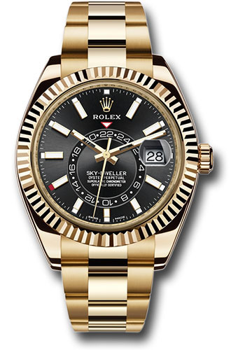 Rolex Yellow Gold Sky-Dweller Watch - Black Index Dial - Oyster Bracelet