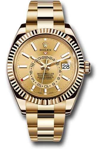Rolex Yellow Gold Sky-Dweller Watch - Champagne Index Dial - Oyster Bracelet