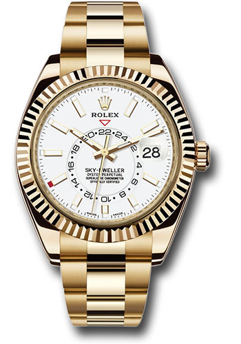 Rolex Yellow Gold Sky-Dweller Watch - White Index Dial - Oyster Bracelet