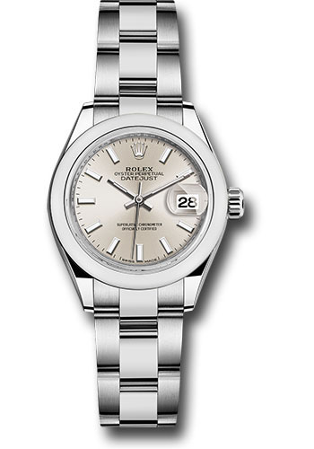 Rolex Steel Lady-Datejust 28 Watch - Domed Bezel - Silver Index Dial - Oyster Bracelet
