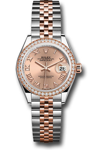 Rolex Everose Rolesor Lady-Datejust Watch - Diamond Bezel - Rosé Roman Dial - Jubilee Bracelet