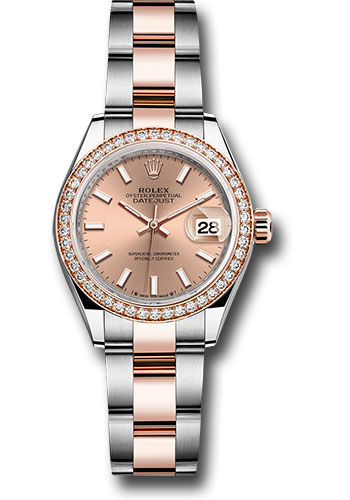 Rolex Everose Rolesor Lady-Datejust Watch - Diamond Bezel - Rosé Index Dial - Oyster Bracelet