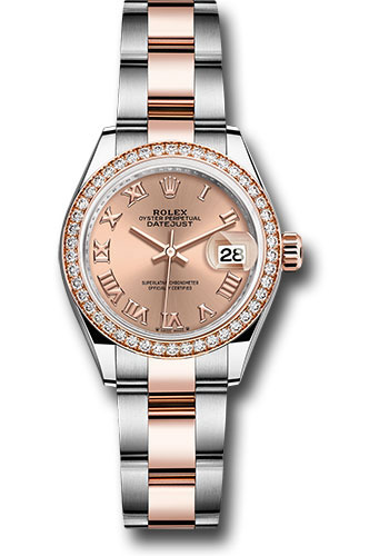 Rolex Everose Rolesor Lady-Datejust Watch - Diamond Bezel - Rosé Roman Dial - Oyster Bracelet