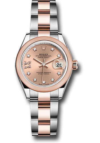 Rolex Everose Rolesor Lady-Datejust Watch - Domed Bezel - Rosé Star Diamond Roman 9 Dial - Oyster Bracelet