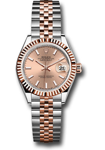 Rolex Everose Rolesor Lady-Datejust Watch - Fluted Bezel - Rosé Index Dial - Jubilee Bracelet