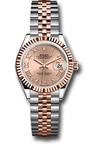 Rolex Everose Rolesor Lady-Datejust Watch - Fluted Bezel - Rosé Roman Dial - Jubilee Bracelet