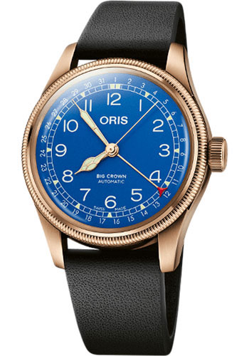 Oris Big Crown Mare Nostrum Blu Watch - 40mm Bronze Case - Blue Dial - Black Leather Strap Limited Edition