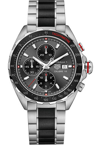 Tag Heuer Formula 1 Automatic Chronograph Watch - 44 mm - Grey Dial - Steel and Ceramic Bracelet