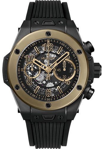 Hublot Big Bang Unico Ceramic Magic Gold Watch - 44 mm - Black Skeleton Dial - Black Rubber Strap