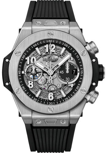 Hublot Big Bang Unico Titanium Pavé Watch - 44 mm - White Dial - Black Rubber Strap