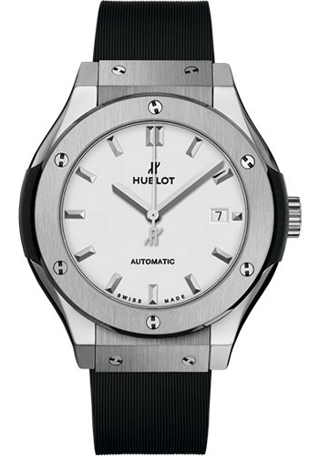 Hublot Classic Fusion Titanium Opalin Watch - 33 mm - Opaline Ed Dial - Black Rubber and Leather Strap
