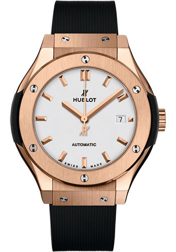 Hublot Classic Fusion King Gold Opalin Watch - 33 mm - Opaline Ed Dial - Black Rubber and Leather Strap