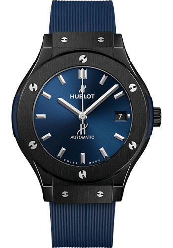 Hublot Classic Fusion Ceramic Blue Watch - 38 mm - Blue Dial - Blue Lined Rubber Strap