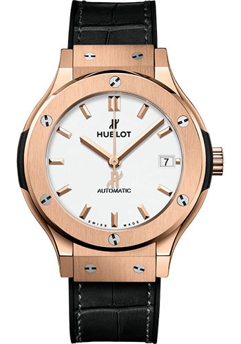 Hublot Classic Fusion King Gold Opalin Watch - 38 mm - Opaline Ed Dial - Black Rubber and Leather Strap